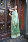 Tarang ~ Handloom Cotton Silk Sleek Designer Border in Mint Green