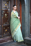 Tarang ~ Handloom Cotton Silk Sleek Designer Border in Mint Green
