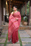 Tarang ~ Handloom Cotton Silk Sleek Designer Border in Mauve Pink