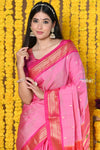 Rajsi~Handloom High Quality Pure SIlk Paithani With Most Traditional Double Pallu~ Feroze Pink