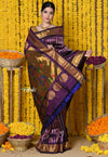 Rajsi~ Handloom Pure Silk Maharani Paithani With Overall Brocade Dark Purple