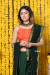 Rajsi~Designed by VMI! High Quality Mul Cotton Handloom Woven Saree With Sleek Border in Green