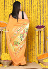 Rajsi~Handloom Pure Cotton Paithani Without Zari With Handcrafted Peacock Pallu~Orange