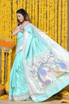 Rajsi~Handloom Pure Silk Muniya Border Paithani with Peacock Pallu ~ Soothing Seagreen