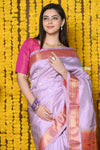 Rajsi~ Exclusive! Handloom Pure Silk Paithani with Intricate Peacock Pallu - Beautiful Lavender