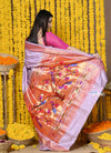 Rajsi~ Exclusive! Handloom Pure Silk Paithani with Intricate Peacock Pallu - Beautiful Lavender