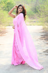 Designer Pure Cotton Sarees with All over Linear Stripes ~ Light Pink