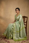 Ganga Ghat ~ Banarasi Pure Handloom Katan Silk Saree in Shades of Soft Green