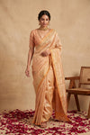 Ganga Ghat ~ Banarasi Pure Katan silk Saree In Peach Pastel