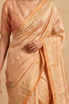 Ganga Ghat ~ Banarasi Pure Katan silk Saree In Peach Pastel