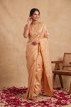 Ganga Ghat ~ Banarasi Pure Katan silk Saree In Peach Pastel