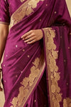 Ganga Ghat ~ Banarasi Handwoven Pure Soft Katan Silk Saree In Purple