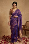Ganga Ghat ~ Handwoven Banarasi Tissue Silk Saree In Dual Tone Purple