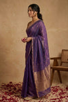 Ganga Ghat ~ Handwoven Banarasi Tissue Silk Saree In Dual Tone Purple