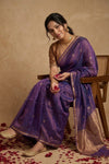 Ganga Ghat ~ Handwoven Banarasi Tissue Silk Saree In Dual Tone Purple