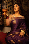 Ashnoor's Choice: Durva Premium~ Viscose Satin Hand-dyed Rangkaath Saree in Purple
