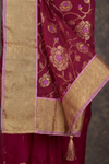 Pure Mul Cotton Handloom Saree with All Over Floral  Design in Maroon with Golden Border
