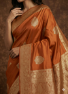 Durva Premium~ Viscose Satin Hand-dyed Rangkaath Saree in Orange