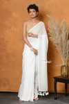 Pure Mul Cotton Handloom Saree with Solid White