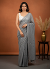 Pure Mul Cotton Handloom Saree with Solid Grey with Sequin