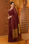 Shubh ~ Designer! High Quality Pure Mul Cotton Handloom Saree - Maroon