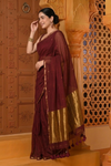 Shubh ~ Designer! High Quality Pure Mul Cotton Handloom Saree - Maroon