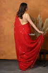 Pure Mul Cotton Handloom Saree with Solid Red with Sequin