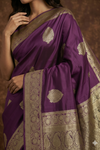 Ashnoor's Choice: Durva Premium~ Viscose Satin Hand-dyed Rangkaath Saree in Purple
