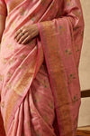 Ganga Ghat ~ Banarasi Handloom Pure Chiniya Silk In Pink