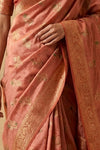 Ganga Ghat ~ Banarasi Handloom Pure Chiniya Silk In Peach