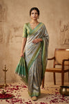 Ganga Ghat ~ Banarasi Handloom Pure Chiniya Silk In LIght Green