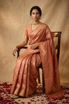 Ganga Ghat ~ Banarasi Handloom Pure Chiniya Silk In Peach