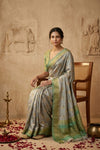 Ganga Ghat ~ Banarasi Handloom Pure Chiniya Silk In LIght Green
