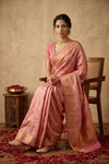 Ganga Ghat ~ Banarasi Handloom Pure Chiniya Silk In Pink