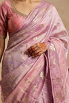 Ganga Ghat ~ Banarasi Pure Katan Silk Saree with Rangkath In Multicolor Lilac