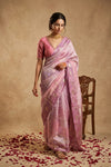 Ganga Ghat ~ Banarasi Pure Katan Silk Saree with Rangkath In Multicolor Lilac