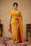 Ganga Ghat ~ Banarasi Handloom Khaddi Georgette Saree In Yellow