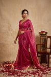 Ganga Ghat ~ Handwoven Banarasi Tissue Silk Saree In  PInk