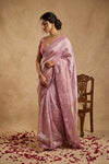 Ganga Ghat ~ Banarasi Pure Katan Silk Saree with Rangkath In Multicolor Lilac