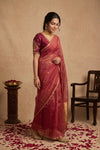 Ganga Ghat ~ Handwoven Banarasi Tissue Silk Saree In Dual Tone Pink
