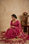 Ganga Ghat ~ Handwoven Banarasi Tissue Silk Saree In  PInk