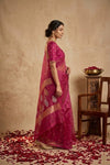 Ganga Ghat ~ Handwoven Banarasi Tissue Silk Saree In  PInk