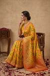 Ganga Ghat ~ Banarasi Handloom Khaddi Georgette Saree In Yellow