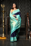 Mahalakshmi ~ Gadwal Pure Silk Handloom Brocade Saree in Royal Blue and Sky Blue