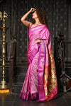 Mahalakshmi ~ Handloom Pure Silk Paithani Saree with Traditional Asawali Pallu in Mauve Pink