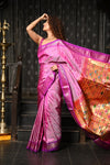 Mahalakshmi ~ Handloom Pure Silk Paithani Saree with Traditional Asawali Pallu in Mauve Pink