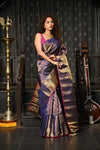 Mahalakshmi ~ Gadwal Pure Silk Handloom Brocade Saree in Marine Blue