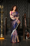 Mahalakshmi ~ Gadwal Pure Silk Handloom Brocade Saree in Marine Blue