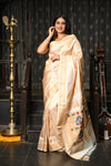 Mahalakshmi ~ Handloom Pure Silk Brocade Paithani with Maharani Pallu in Ivory