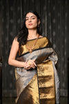 Mahalakshmi ~ Gadwal Pure Silk Handloom Saree with Brocade Work in Grey Gold